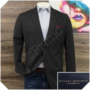 BANANA REPUBLIC Mens Blazer Sport‎ Coat Casual Jacket Size 44R Gray Wool Suit